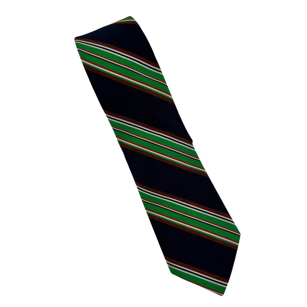 Vintage Legacy Originals Striped Necktie Navy Green Preppy Ivy League Menswear